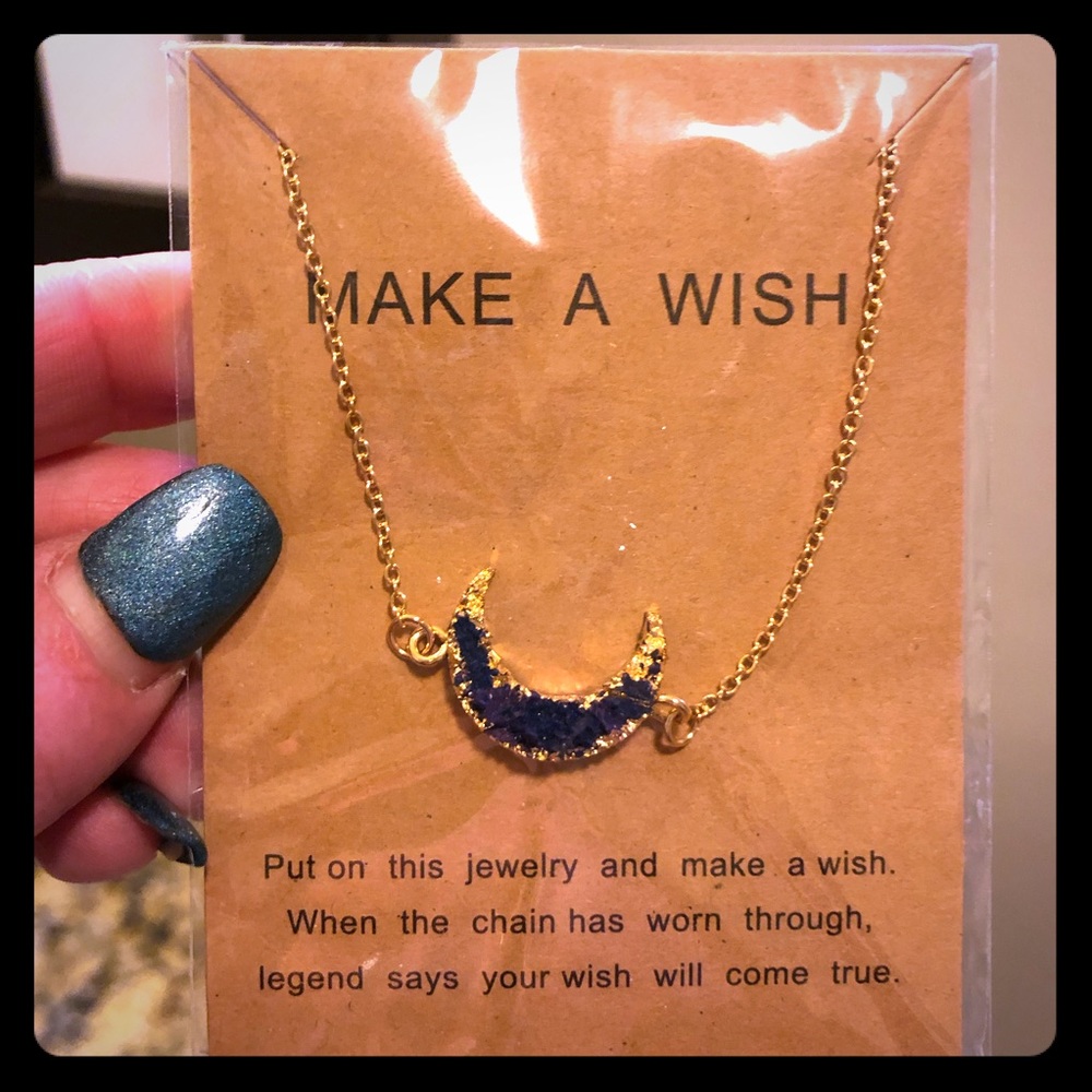 NEW Make a Wish Druzy Gemstone Gold Necklace